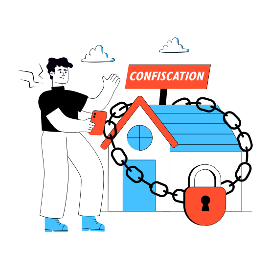 Confiscation Home, Confiscation House, Confiscation Property, Seize Property, Sealed Property, illustration