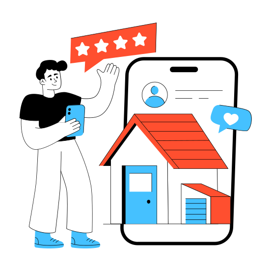 Online Property, Online House, Online Home, Online Real Estate, Real Estate App illustration