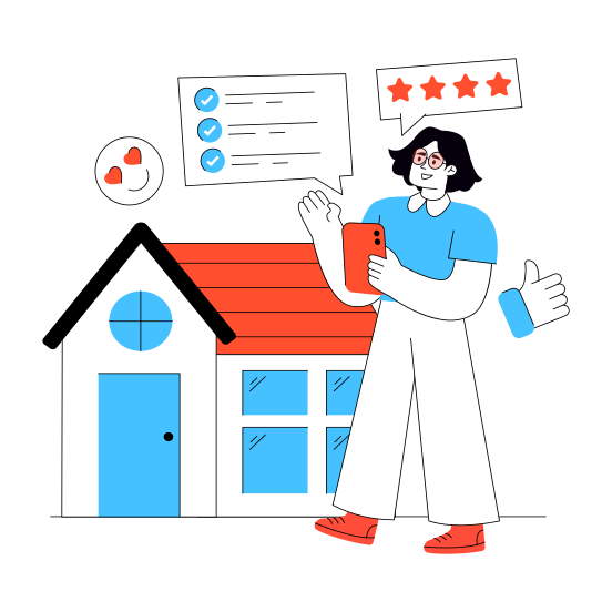 Real Estate Feedback, Property Feedback, Customer Response, Customer Review, Property Reviews illustration