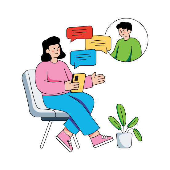 Business Chat, Online Discussion, Online Collaboration, Online Communication, Online Conversation, illustration