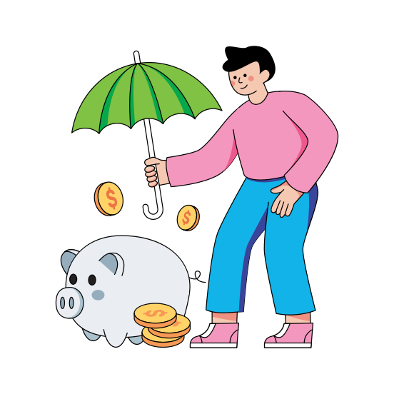 Financial Security, Financial Protection, Secure Finance, Savings Security, Savings Protection illustration