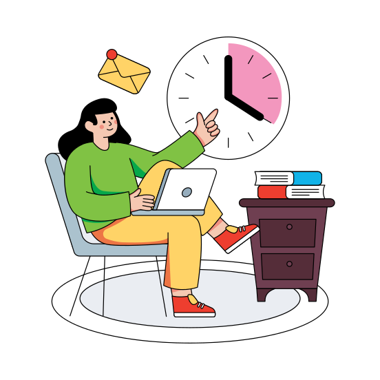 Home Workplace, Workspace, Flexible Working Hours, Freelancer, Laptop User , illustration