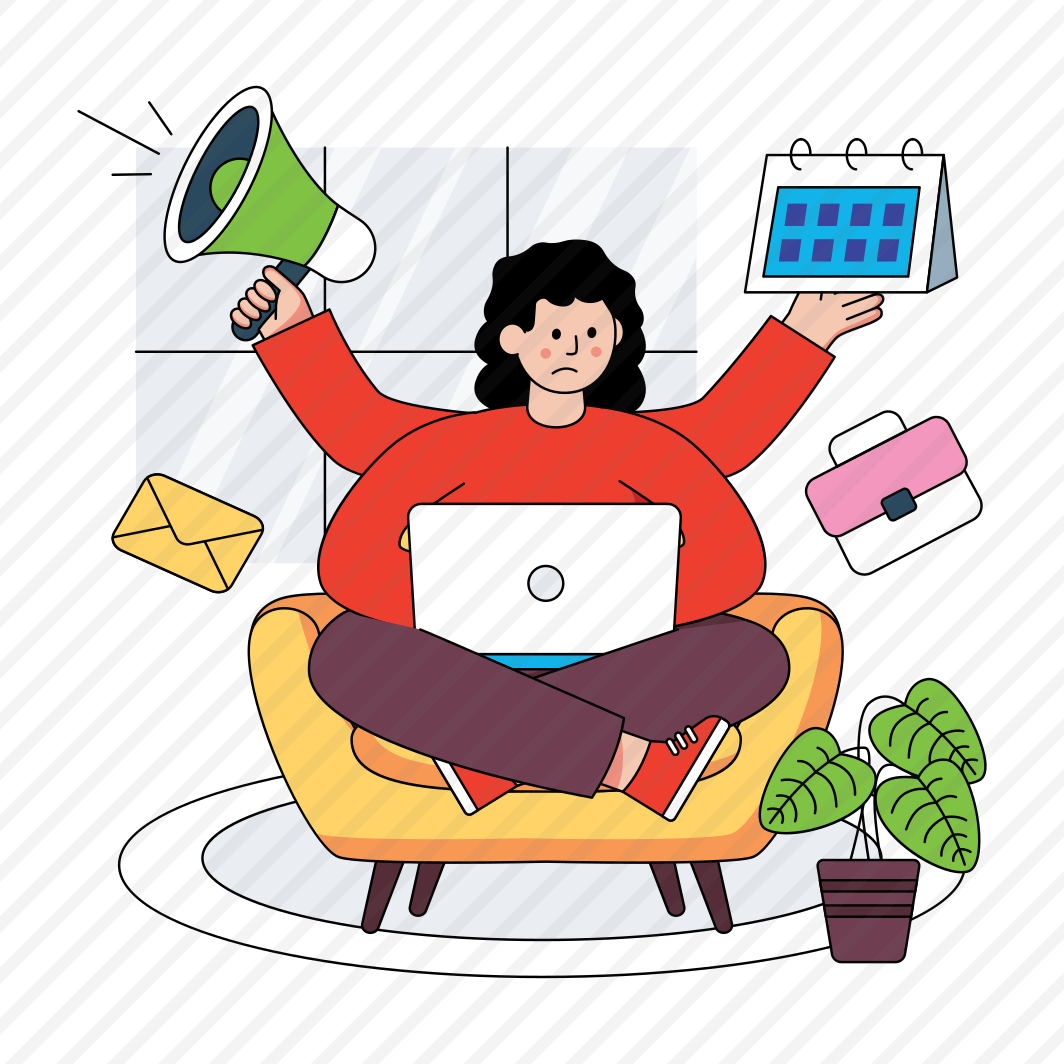 Home Workplace, Workspace, Multitasking Business Woman, Freelancer, Laptop User , preview