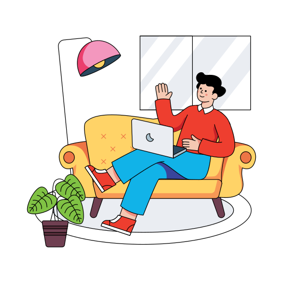 Home Workplace, Workspace, Remote Worker, Freelancer, Laptop User , illustration