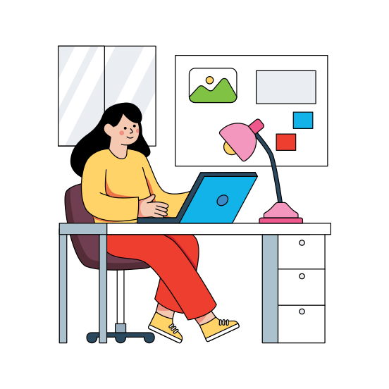 Home Workplace, Workspace, Workstation, Freelancer, Laptop User , illustration
