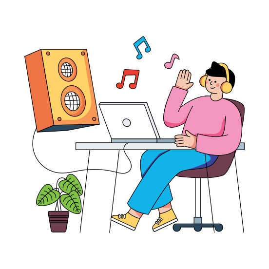 Listening Music, Enjoy Music, Enjoy Song, Listening Song, Entertainment , illustration