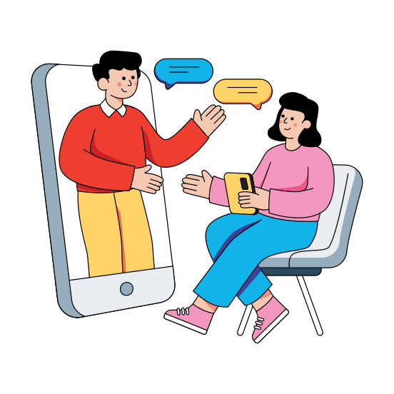 Mobile Video Call, Face Chat, Live Chat, Live Communication, Video Conversation , illustration