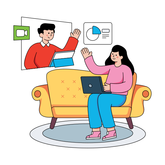 Online Meeting, Online Discussion, Business Discussion, Business Meeting, Online Negotiation , illustration