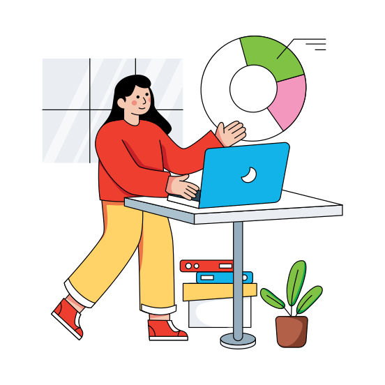 Online Presentation, Data Presentation, Online Worker, Project Presentation, Working On Project, illustration