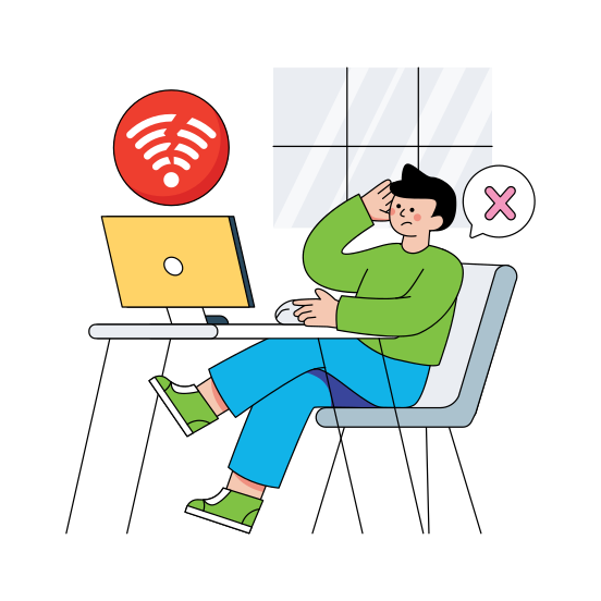 Poor Internet Connection, Poor Wifi, Poor Network, Internet Problem, Bad Network , illustration