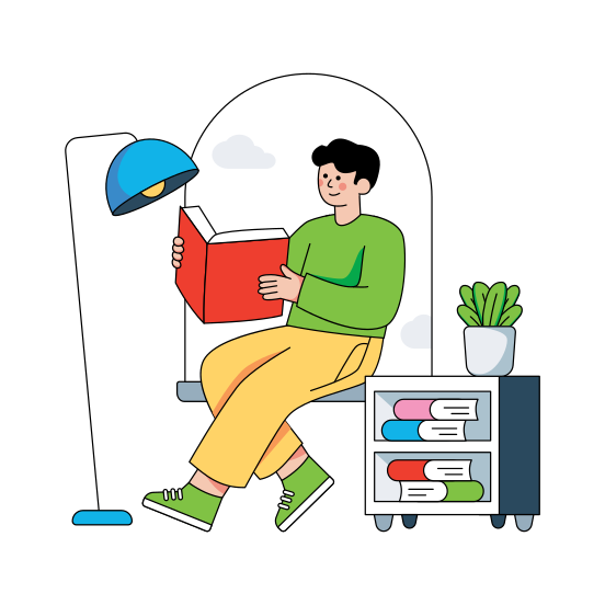 Reading Book, Book Study, Learner, Knowledge, Avatar Holding Book, illustration
