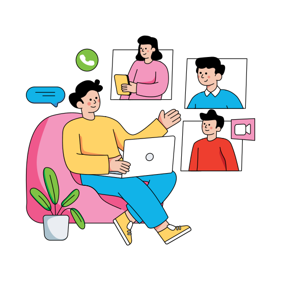 Video Call, Conference Call, Face Chat, Live Chat, Live Communication , illustration