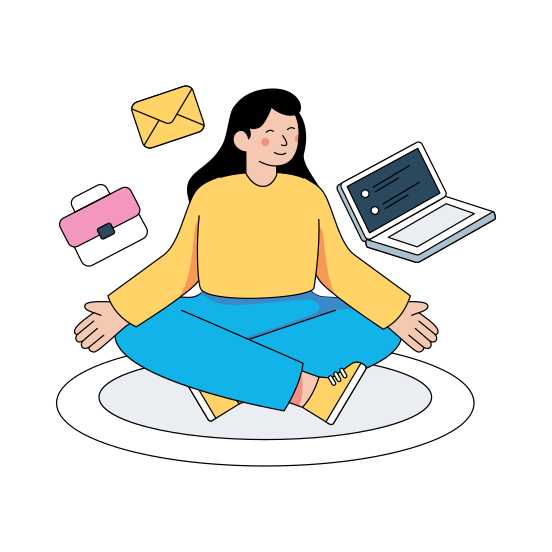 Work Life Balance, Work Life Stability, Female Worker, Freelancer, Remote Worker , illustration