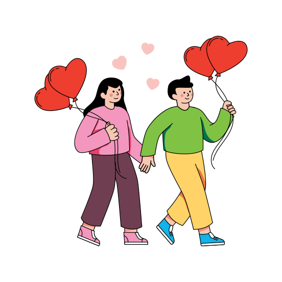 Couple, Lover, Twosome, Partners, Celebrating Valentine's Day, illustration