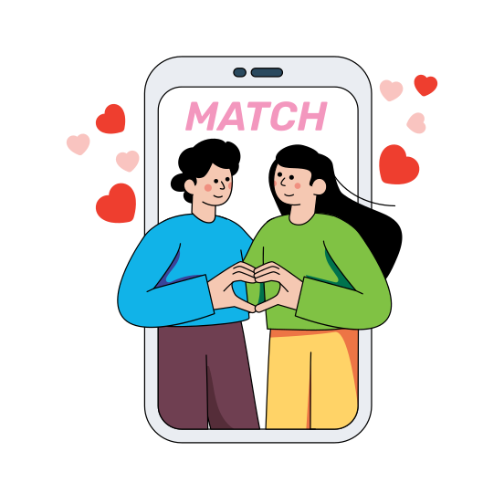 Couple, Lover, Twosome, Partners, Online Match , illustration