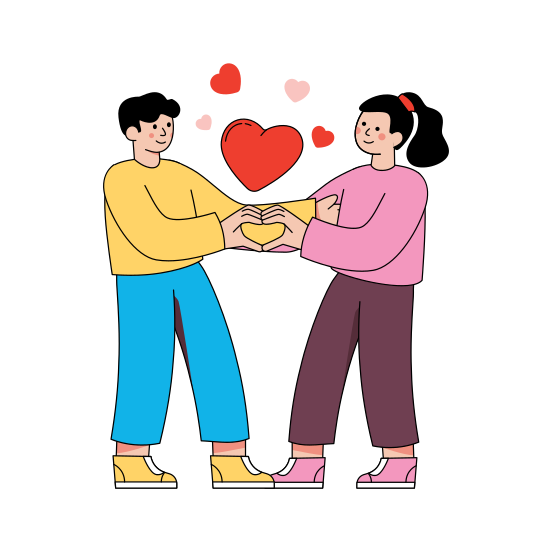 Couple, Lover, Twosome, Partners, Romantic Pose, illustration