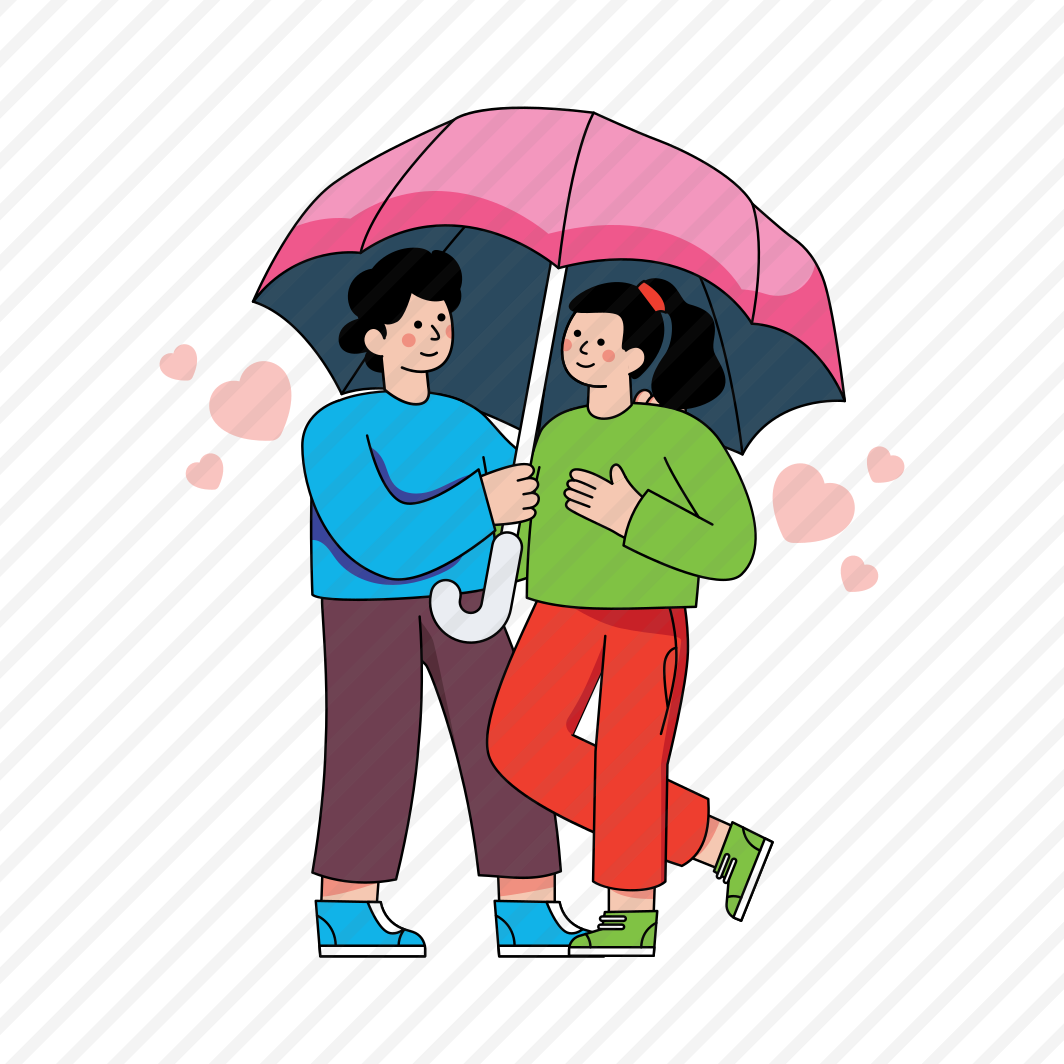 Couple Under Umbrella, Lover, Twosome, Partners, Romantic Pose, preview