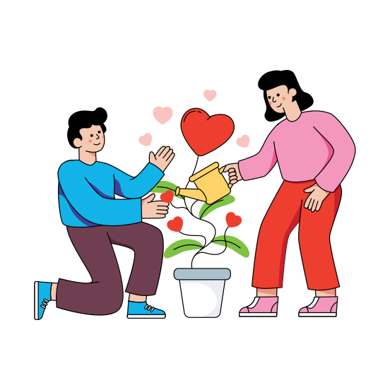 Love Plant, Growing Love, Heart Plant, Romantic Plant, Houseplant, illustration