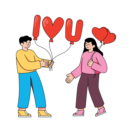 Romantic Couple, Lover, Magical Words, Partners, I Love You , illustration