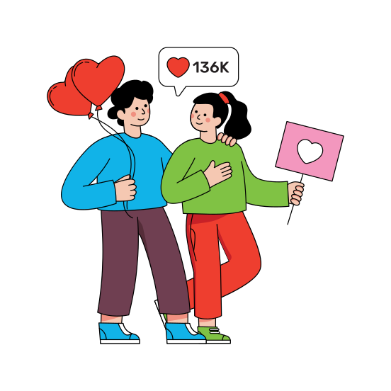 Romantic Couple, Lover, Twosome, Partners, Expressing Love, illustration