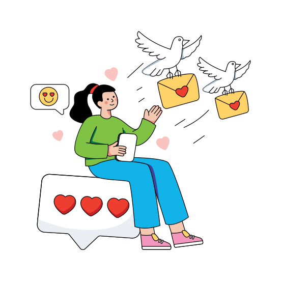 Romantic Mail, Romantic Email, Romantic Correspondence, Sending Love Letter, Romantic Inbox , illustration