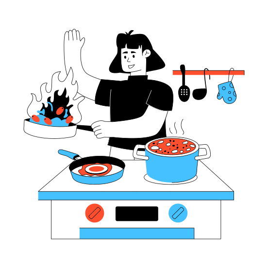 Cooking Food, Cooking Meal, Home Chore, Preparing Food, Preparing Meal,icons illustration