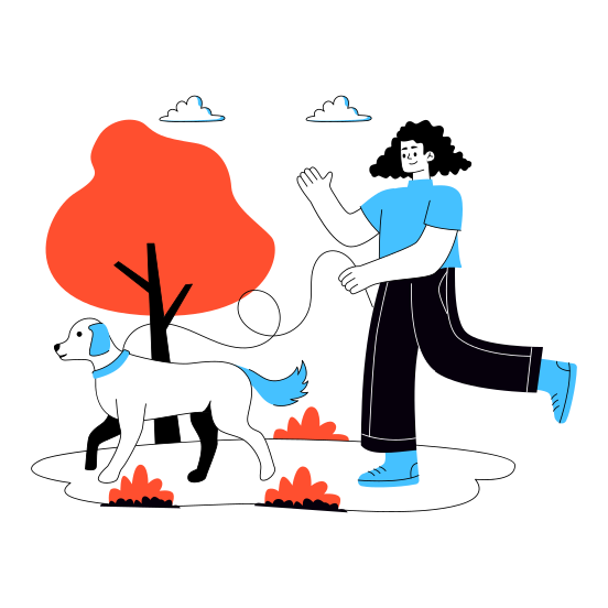 Dog Walking, Dog Walker, Pet Walking, Dog Strolling, Wandering With Dog, illustration