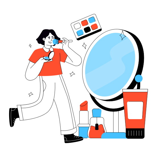 Doing Makeup, Makeover, Self Grooming, Beauty Treatment, Makeup Applying illustration