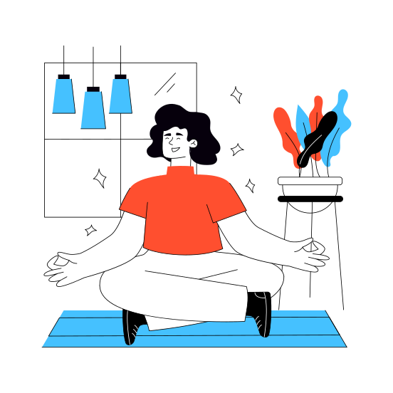 Doing Yoga, Meditation, Mental Relaxation, Fitness, Workout, illustration