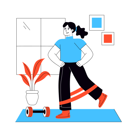 Female Doing Exercise, Workout, Fitness, Exercise Band, Physical Activity illustration
