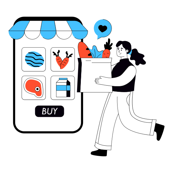 Grocery App, Grocery Shopping, Buy Grocery Online, Mobile Shop, Mobile Store, illustration
