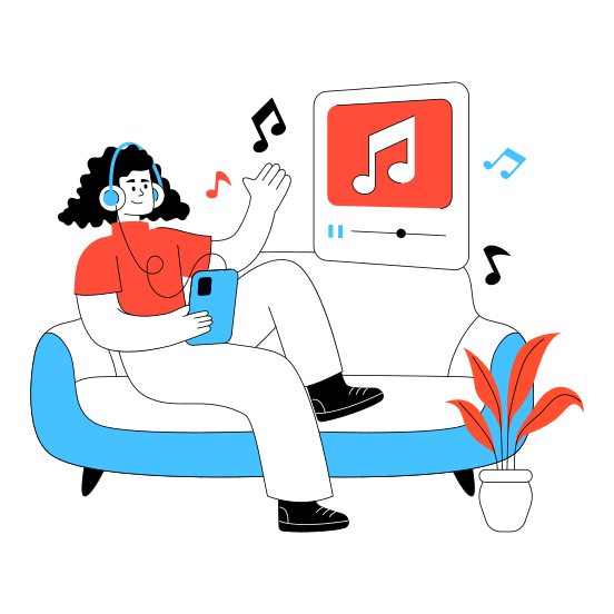 Listening Music, Enjoy Music, Enjoy Song, Listening Song, Entertainment illustration