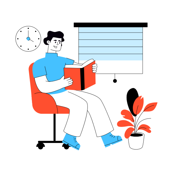 Reading Book, Leisure Activity, Hobby, Learner, Study illustration