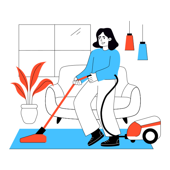Sweeping, Cleaning, Vacuum Cleaning, Home Chore, Housekeeping illustration