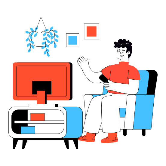 Watching Tv, Watching Television, Leisure Activity, Hobby, Fun illustration
