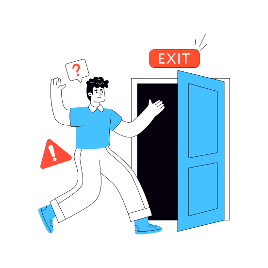 Alarming Situation, Emergency Exit, Evacuation, Emergency Door, Evacuation Plan, illustration