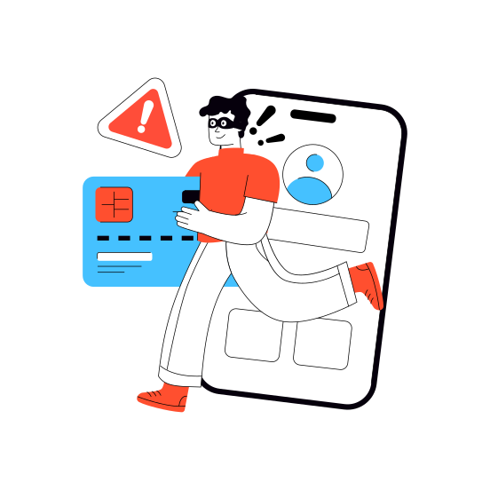 Card Theft, Card Steal, Cybercrime, Cyber Attack, Card Error illustration