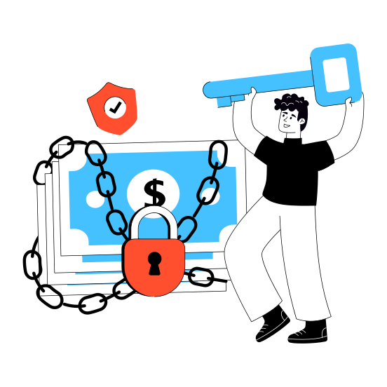 Financial Security, Financial Protection, Secure Money, Financial Assurance, Locked Money illustration