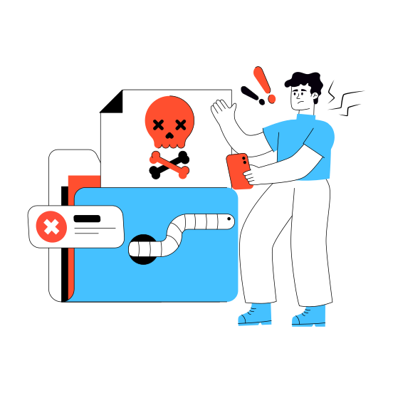 Folder Hacking, Infected Folder, Cybercrime, Cyber Attack, Document Hacking illustration