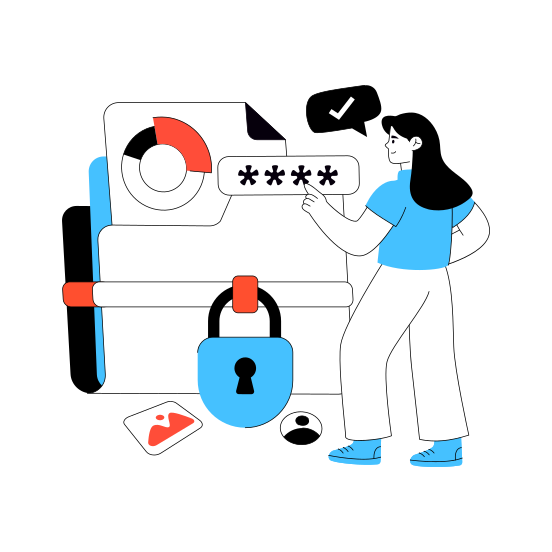 Locked Data, Data Security, Data Protection, Data Safety, Encrypted Data, illustration