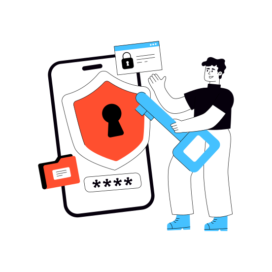 Mobile Security, Mobile Protection, Secure Mobile, Secure Phone, Smartphone Security illustration