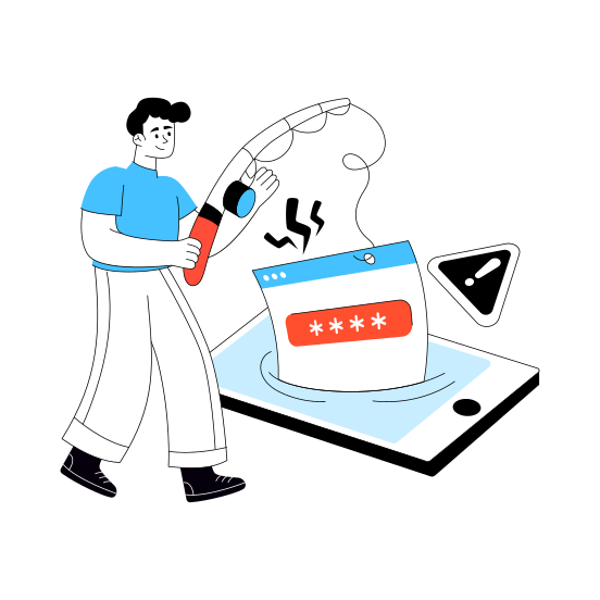 Password Phishing, Password Hacking, Cybercrime, Passcode Hacking, Cyberattack illustration
