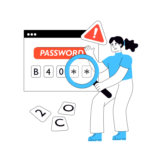 Search Password, Ricerca Password, Password Analysis, Password Exploration, Find Password illustration