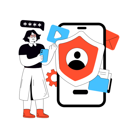 Secure Mobile Profile, Profile Security, Profile Protection, Account Security, Account Protection illustration