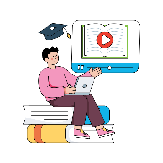 Educational Video, Video Tutorial, Online Video, Video Streaming, Play Video, illustration