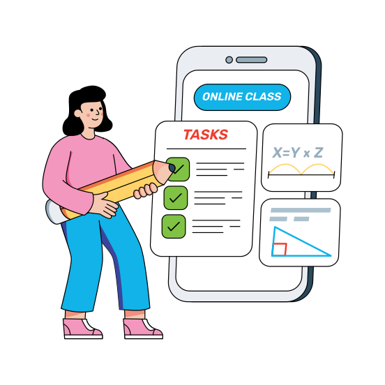 Online Checklist, List, Todo, Worksheet, Online Class Task, illustration