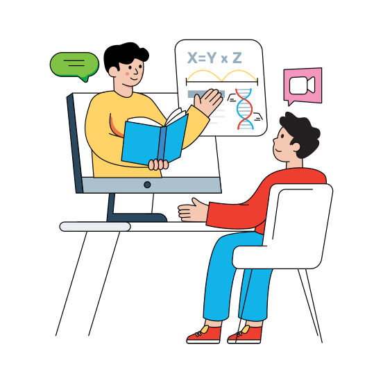 Online Class, Online Student, Online Tutor, Virtual Class, Video Lecture , illustration