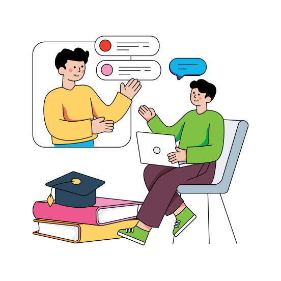 Online Course, Online Diploma, Online Consultation, Online Communication, Online Conversation, illustration