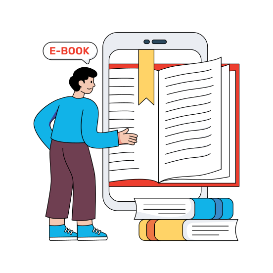 Reading E Book, Digital Book, Booklet, Mobile Book, Learner , illustration
