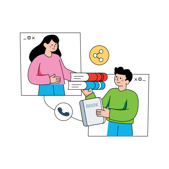 Sharing Books, Sharing Information, Sharing Knowledge, Books Exchange, Booklets , illustration